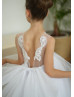 Illusion Neck White Lace Tulle Flower Girl Dress